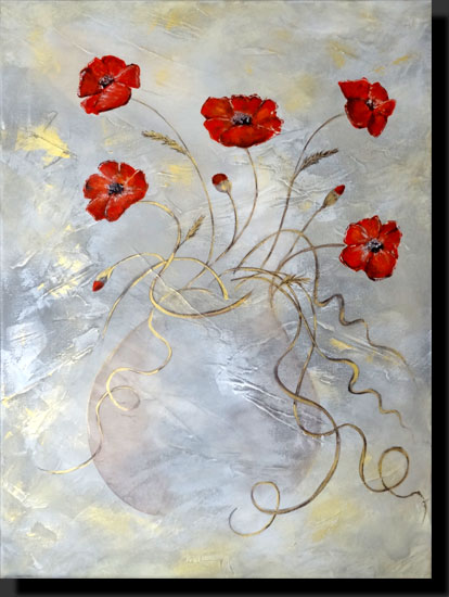 toile acrylique fleurs coquelicots