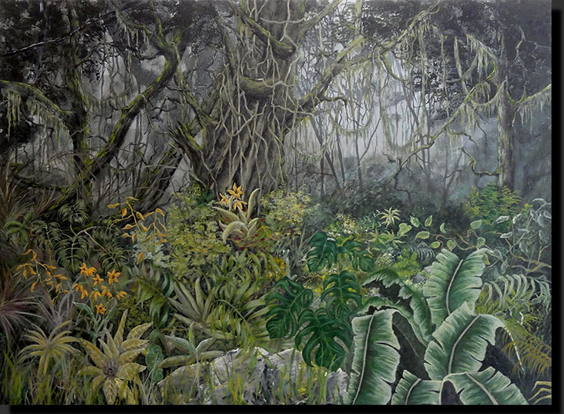 toile tableau acrylique grand format amazone tropique tropical  forêt jungle végétation arbre paysage tropical