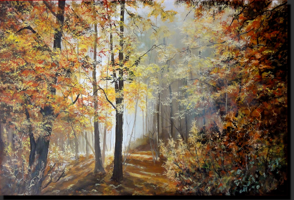 toile acrylique couleurs d'automne sous-bois forêt adda33 lefort dominique arbres 