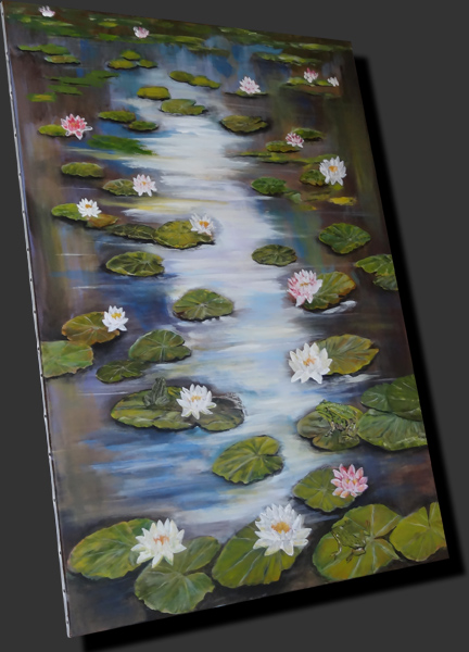 toile acrylique nénuphars grenouilles adda33 dominique lefort