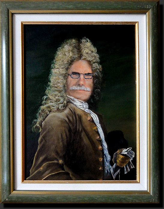 toile huile portrait gentilhomme XVIIIème siècle perruque 