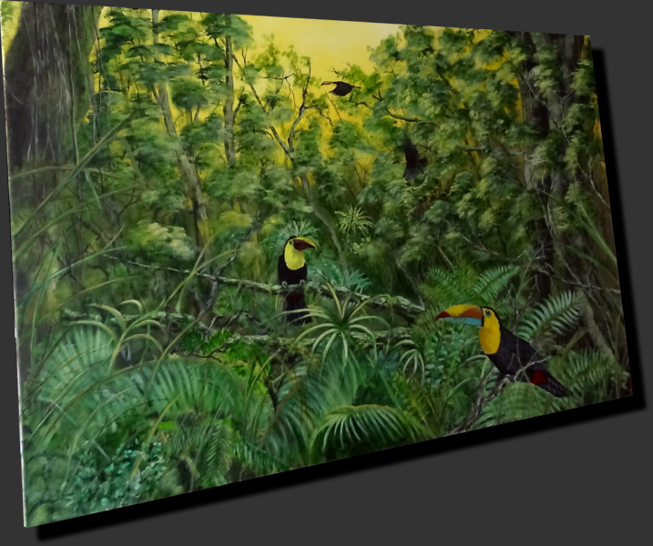 toile acrylique forêt tropicale toucan adda33 dominique lefort
